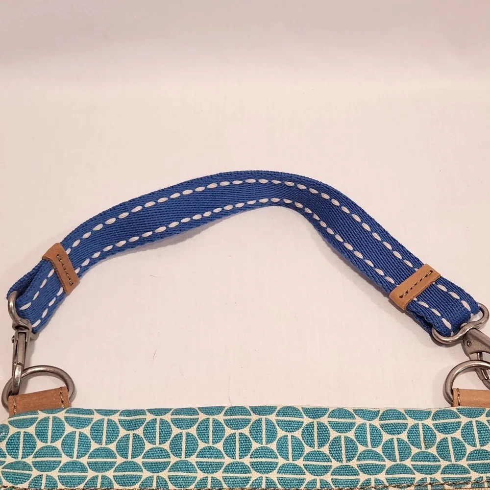 Fossil Canvas Side Zip Bag Turquoise‎ Geometric Pattern 10